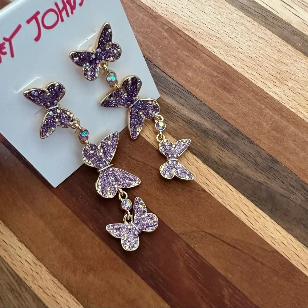 Betsey Johnson Butterfly Drop and Dangle Earrings